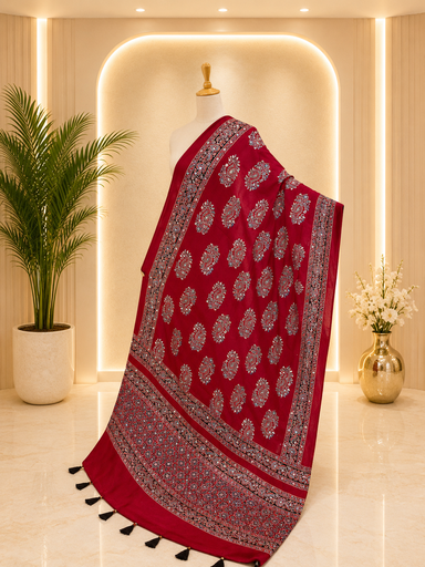 [DUVD] Ajrakh Modal Mirror Work Dupatta 5035