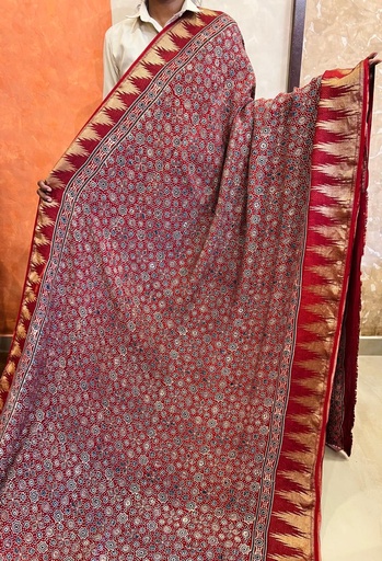 [SAISK] Premium Ajrakh Dolla Silk Saree 5033
