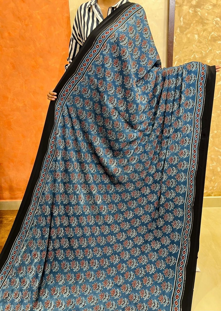 Premium Ajrakh Modal Silk Saree 5033