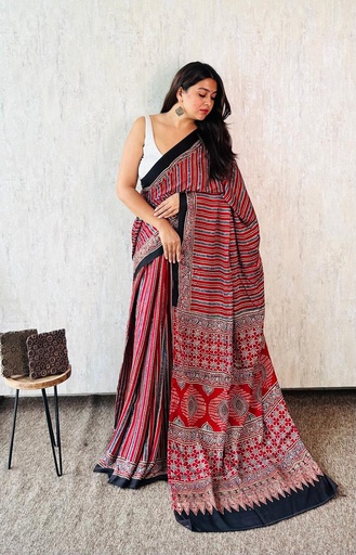 [SAMLK] Premium Ajrakh Modal Silk Sarees 4243