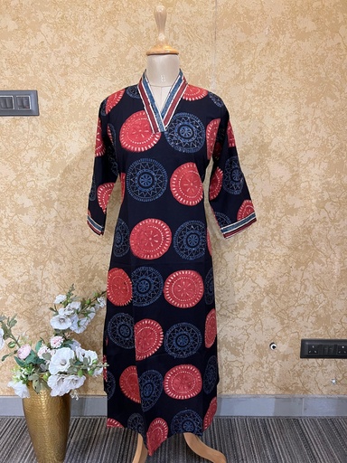 Ajrakh Cotton Aline Kurtis 5043
