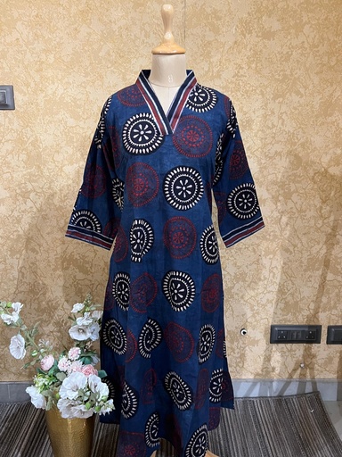 Ajrakh Cotton Aline Kurtis 5043