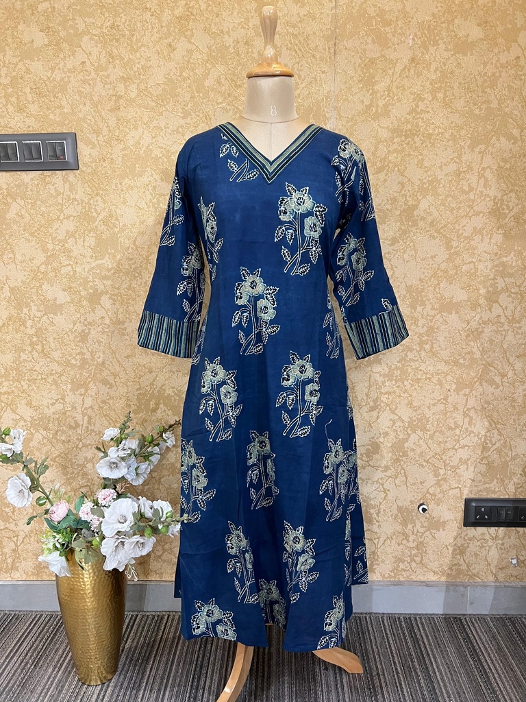 Ajrakh Cotton Aline Kurtis 5043