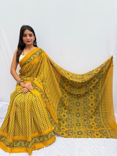 [SAMF] Ajrakh Sungudi Cotton Sarees 5043