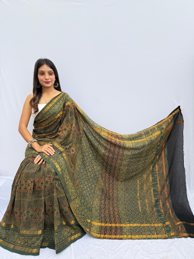 [SAMF] Ajrakh Sungudi Cotton Sarees 5043