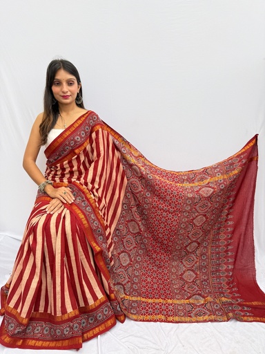 [SAMF] Ajrakh Sungudi Cotton Sarees 5043