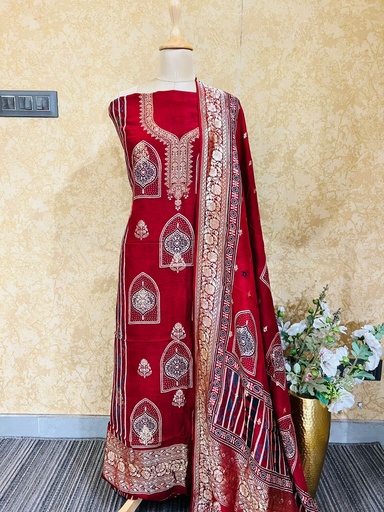 [SAJH] Ajrakh Dola Silk Suits 5048