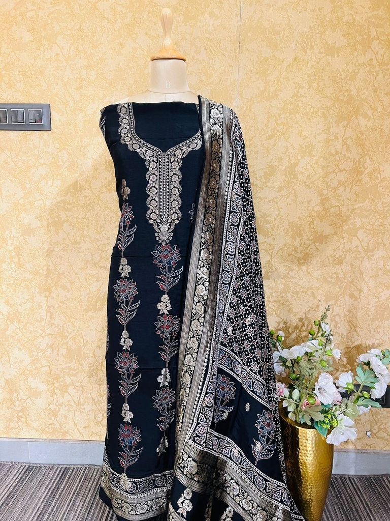 Ajrakh Dola Silk Suits 5048