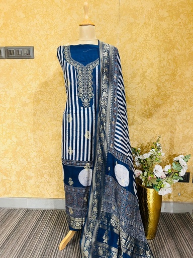 [SAJH] Ajrakh Dola Silk Suits 5048