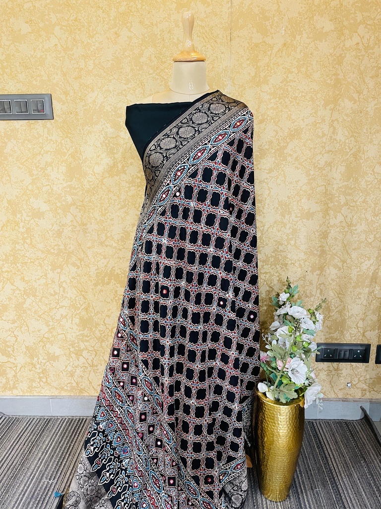 Ajrakh Dola Silk Dupatta 4564