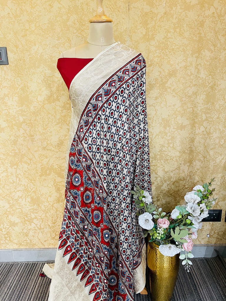 Ajrakh Dola Silk Dupatta 4564