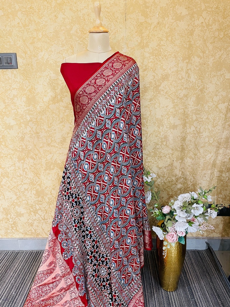Ajrakh Dola Silk Dupatta 4564
