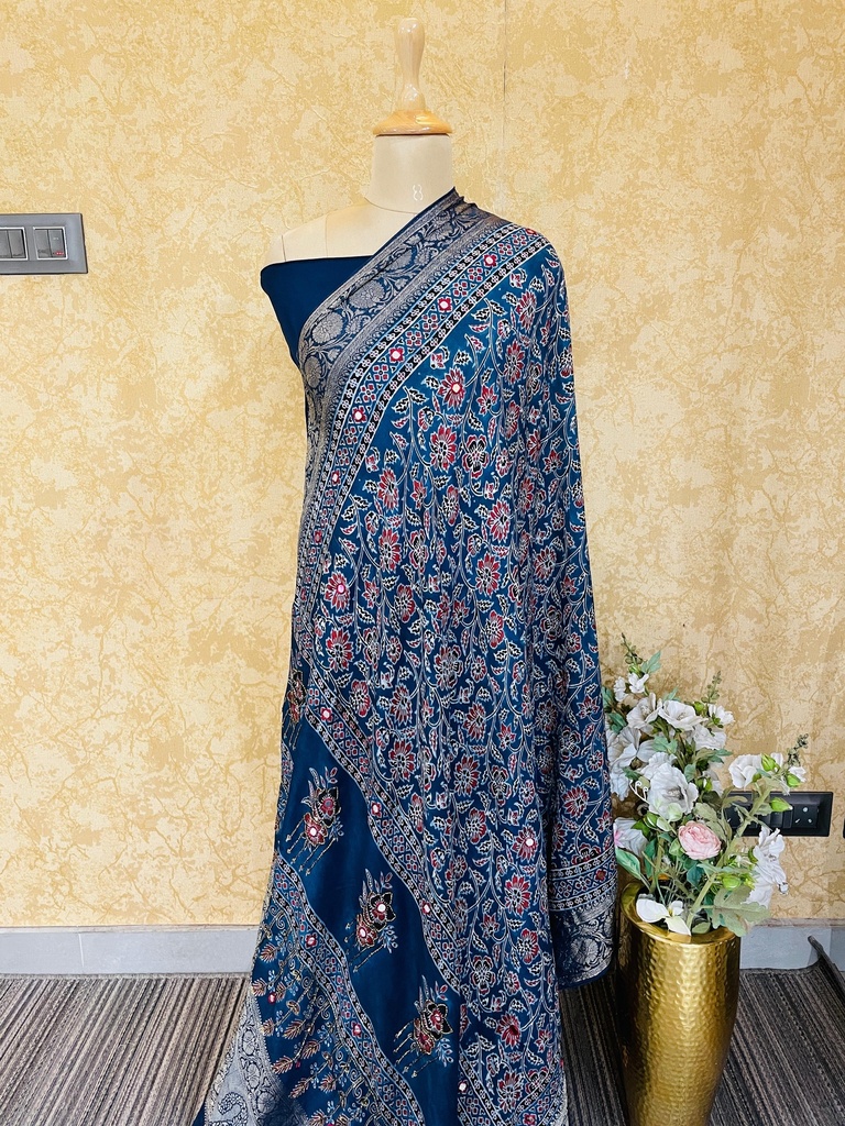 Ajrakh Dola Silk Dupatta 4564