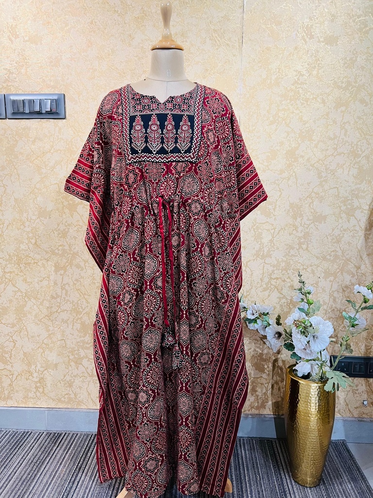 Ajrakh Cotton Long Kaftan 5053