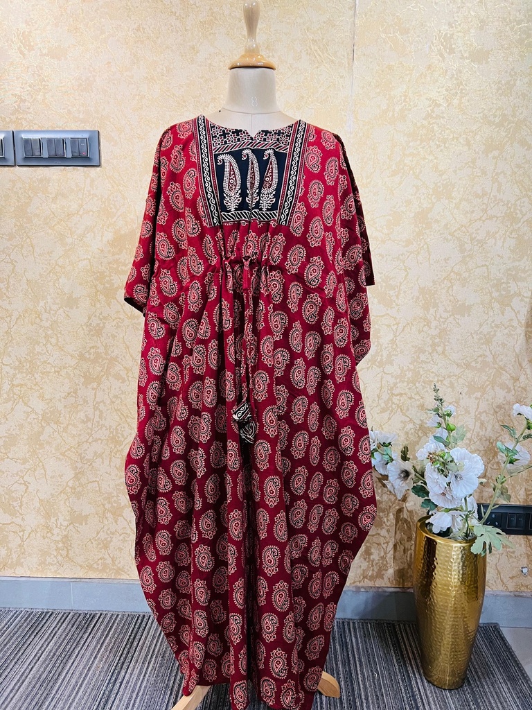Ajrakh Cotton Long Kaftan 5053