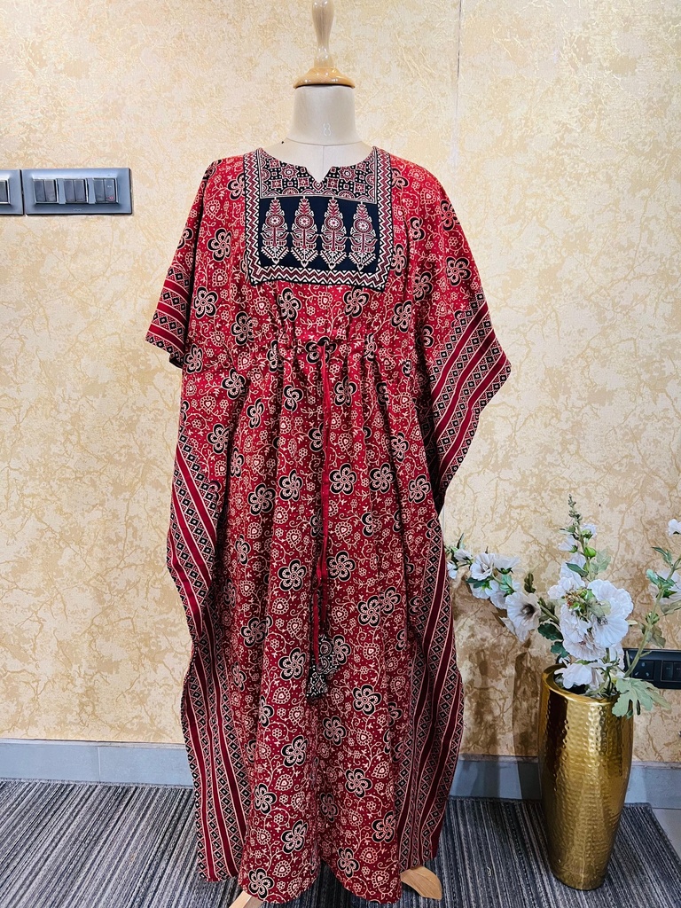 Ajrakh Cotton Long Kaftan 5053