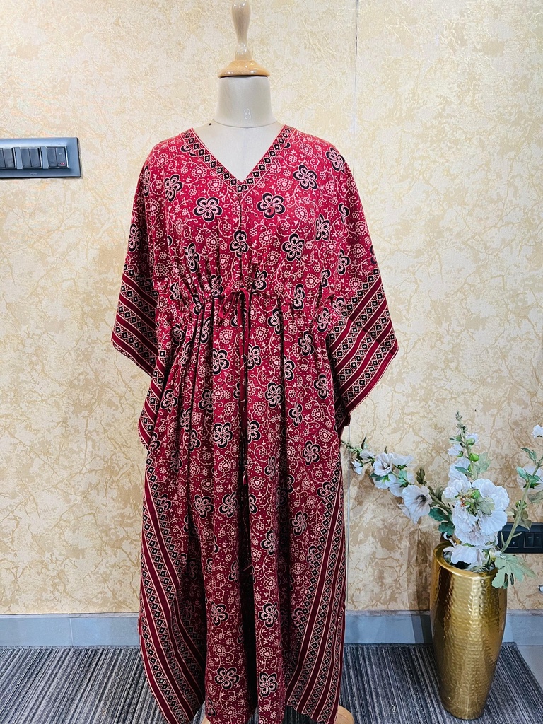 Ajrakh Cotton Long Kaftan 5053