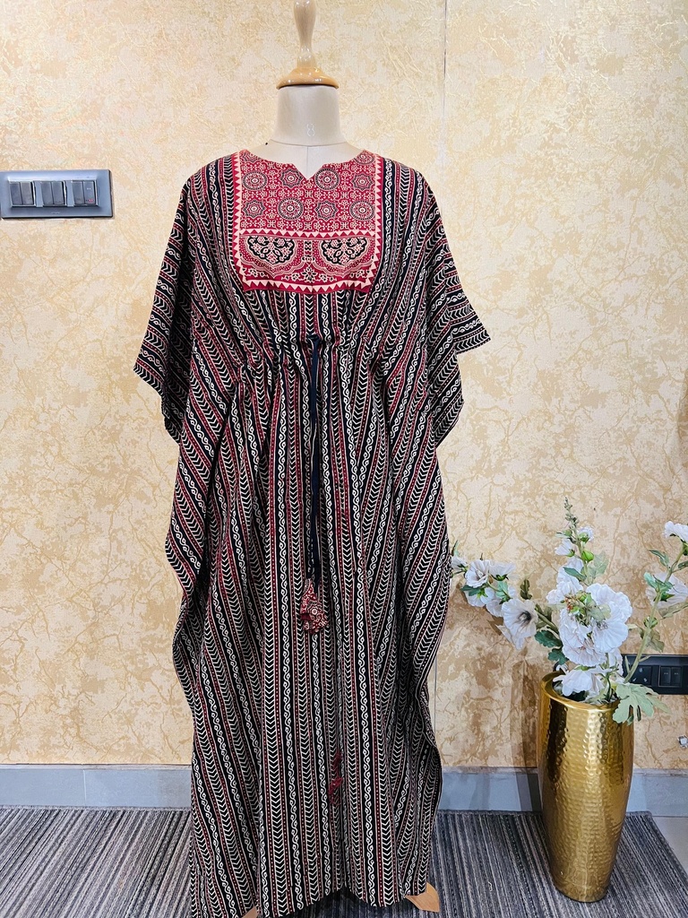Ajrakh Cotton Long Kaftan 5053