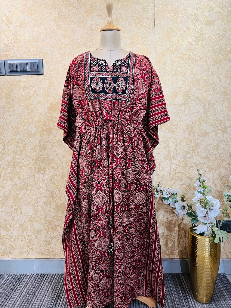 Ajrakh Cotton Long Kaftan 5053