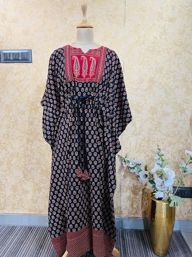 [KAKH] Ajrakh Cotton Long Kaftan 5053
