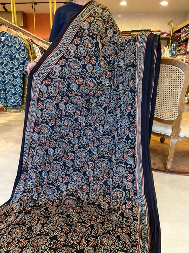 [SAMT] Premium Ajrakh Modal Silk Saree 5033