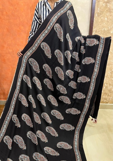 [SAMT] Premium Ajrakh Modal Silk Saree 5033