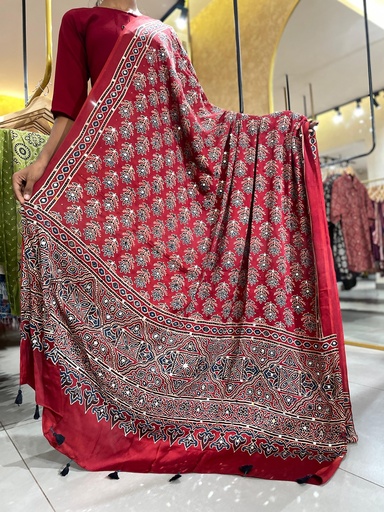 [DUMLK] Ajrakh Silk Mirror Dupatta 5035