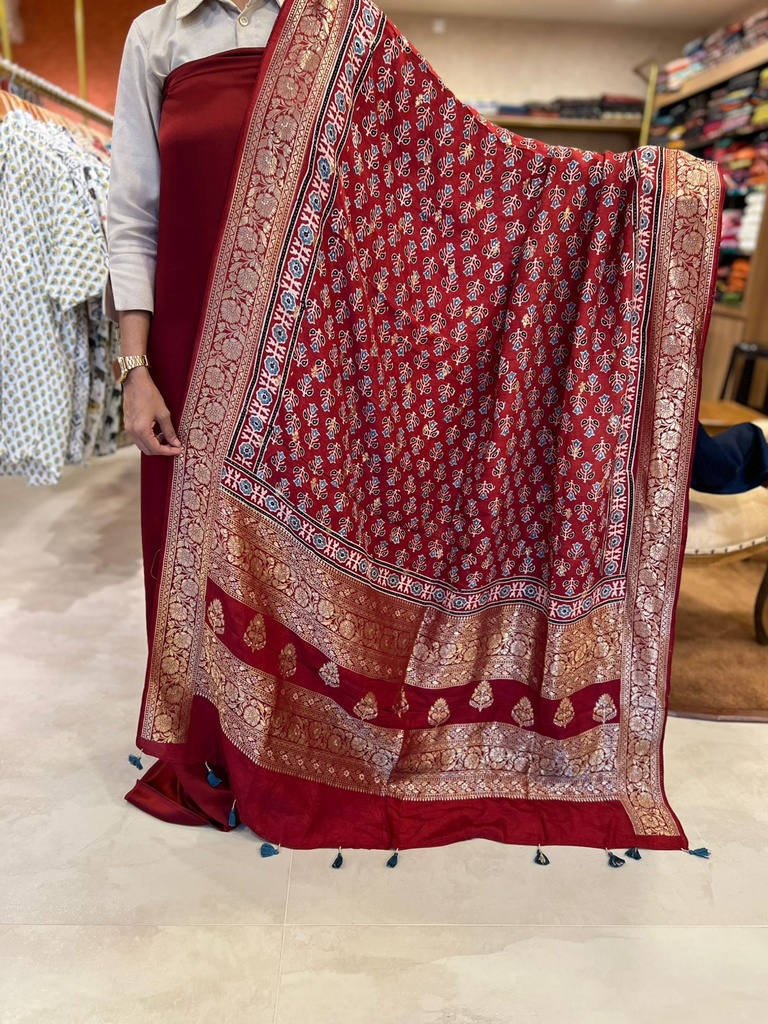 Ajrakh Silk Suit 5048