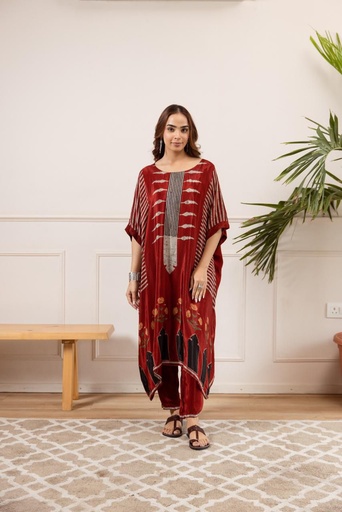Crepe Silk Kaftan Set 4801