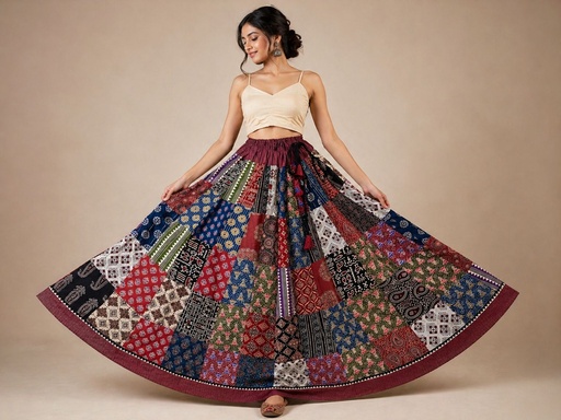 [SKKH] Ajrakh Boho Style Skirts 4556