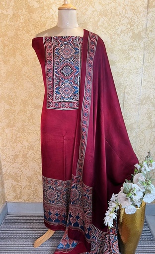 [SUMJ] Ajrakh Modal Silk Top and Dupatta Set 5048