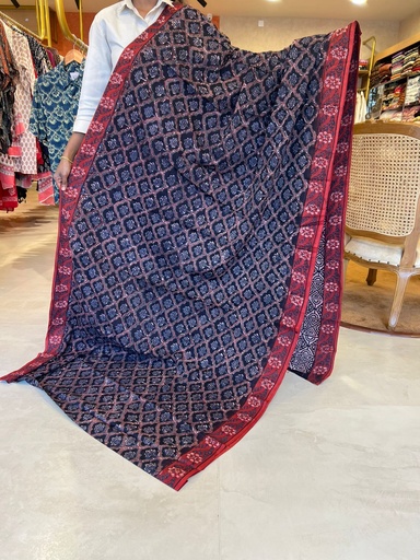 [SAPRD2450] Ajrakh Cotton Sarees 4552