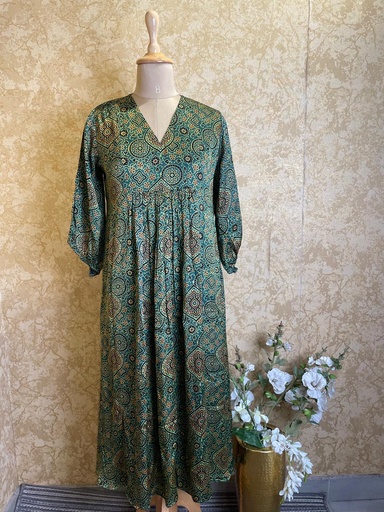 [KUEZ3650] Ajrakh Modal Silk Kurti 5053