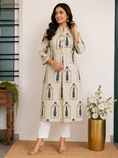 Ajrakh Hakoba Cotton Kurti 5054