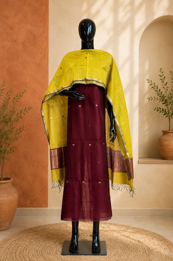 [SUZH4650] Maheshwari Silk Cotton Suits 5025