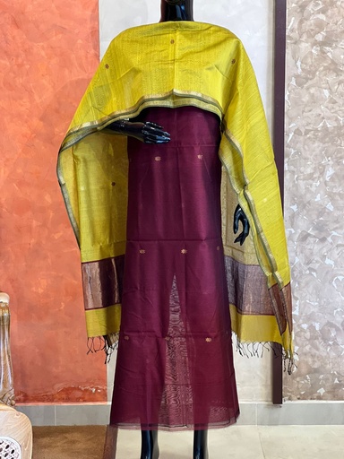 [SUZH4650] Maheshwari Silk Cotton Suits 5025