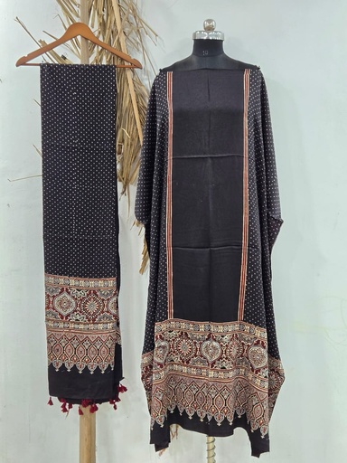 [SUAZ4650] Ajrakh Modal Silk Top and Dupatta Set 5048