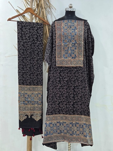[SUAZ4650] Ajrakh Modal Silk Top and Dupatta Set 5048