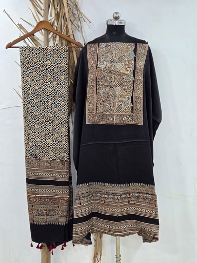[SUAZ4650] Ajrakh Modal Silk Top and Dupatta Set 5048
