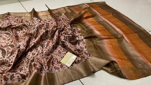 [SAMNH9450] Premium Tusser Silk Block printed Sarees 4553 