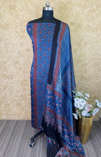 [SUAZ4950] Ajrakh Modal Silk Top and Dupatta Set 5048