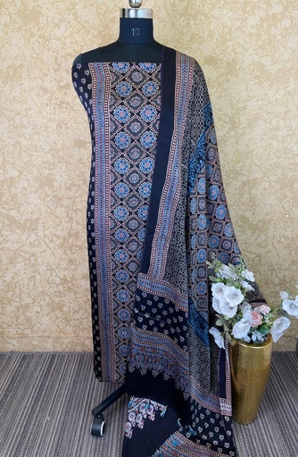 [SUAZ4950] Ajrakh Modal Silk Top and Dupatta Set 5048