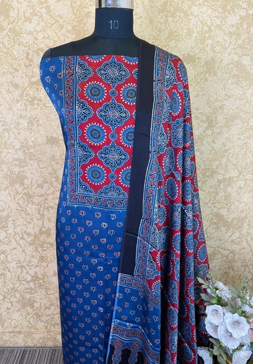 [SUAZ4950] Ajrakh Modal Silk Top and Dupatta Set 5048