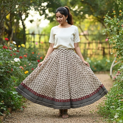 [KUKH2150] Ajrakh Cotton Skirts 4556
