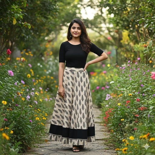 [KUKH2150] Ajrakh Cotton Skirts 4556