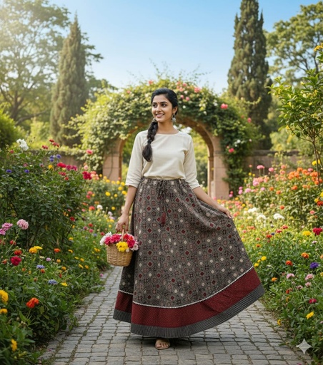 [KUKH2150] Ajrakh Cotton Skirts 4556