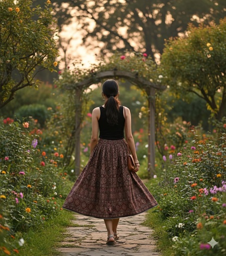 [KUKH2150] Ajrakh Cotton Skirts 4556