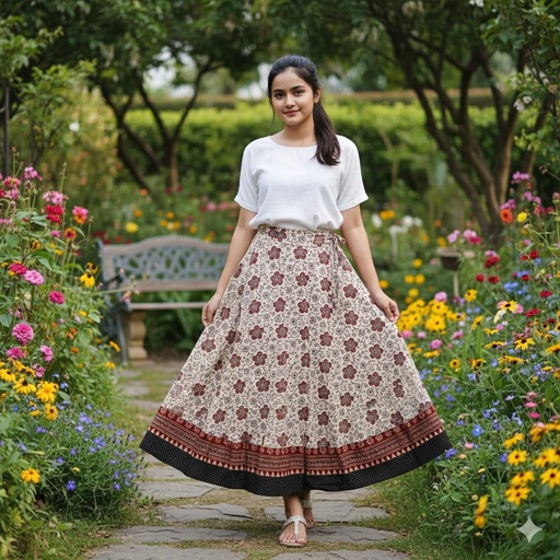 [KUKH2150] Ajrakh Cotton Skirts 4556