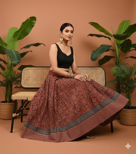 [KUKH2150] Ajrakh Cotton Skirts 4556