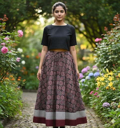 [KUKH2150] Ajrakh Cotton Skirts 4556